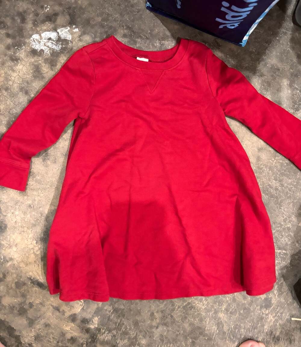 Old Navy Girls Red Long Sleeve A-Line Fleece Dress Size 2T